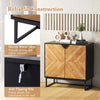Console Cabinet Sideboard Buffet Cabinet with shelf and Metal Legs-Black