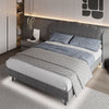 LED Upholstered Bed 5ft King Size Bed Platform Bed frame Wood slat support Grey