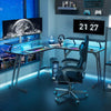 L Shaped Gaming Desk with LED Lights, Computer Desk with Monitor Stand, Black