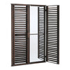 Window Style Garden Mirror Brown Shutter Window Mirror Indoor Outdoor Decor