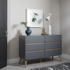 Chest of Drawers 6 Drawer Storage Unit Wooden Grey Modern Bedroom