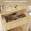 Modern Dressing Table Set LED Mirror Vanity Desk Stool with Charging Station