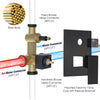Black Thermostatic Shower Mixer Square Bathroom Concealed Twin Head Valve Set