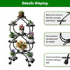 XXL Black Iron Metal Plant Stand 9-Potted Flower Holder with Wheels Display Rack