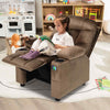 Larger Kids Recliner Chair Adjustable Velvet Fabric Lounge Sofa Recliner-Coffee