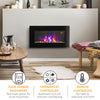 1000W/2000W Electric Wall Fireplace LED Flame Effect Timer Remote Heater