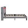 Upholstered Platform Bed 4ft6 Double Bed Frame with LED Storage Headboard Grey