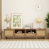 Rattan TV Stand TV Cabinet with 4 Storage Cabinet 2 Open Shelves for Living Room