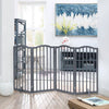 3/4 Panels Folding Pet Gate Freestanding Wooden Dog Fence Safety Barrier Divider