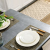 Modern Dining Table with Cement Effect Top & Steel Legs for Kitchen, Dining Room