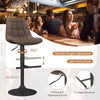 Height Adjustable Bar Stools Set of 2 w/ Fabric Backrest & Padded Seat Brown