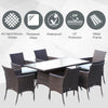Outdoor Garden Rattan Furniture Cube Dining Set Rectangular Table 6 Chairs Brown