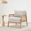 Solid Wood Frame Scandi Fabric Tub Armchair Padded Single Sofa Couch Loveseat UK