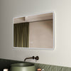 LED Bathroom Mirror 1000x600mm with Demister Clock Touch Sensor Dimmable Lights