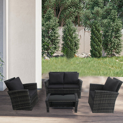 4 Seat Rattan Garden Sofa Set Wicker Patio Furniture Table & Chairs Outdoor