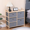 5 Drawers Fabric Bedside Cabinet Table Wood Frame Storage Unit Chest of Drawers