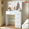 White Dressing VanityTable Makeup Desk with LED Mirror 5 Drawers Bedroom Dresser