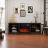 Modern Black TV Stand Media Unit Cabinet W/ Electric Fireplace 12Color LED Light