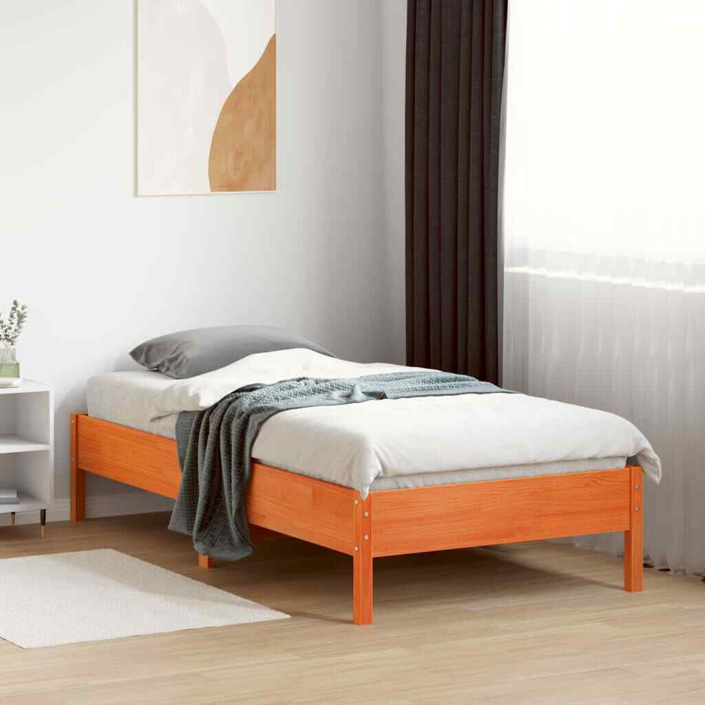 Bed Frame Wax Brown 75x190 Small Solid Wood Pine Q5N4