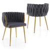 Upholstered Dining Chair Set of 2 Velvet Modern Chair w/Backrest-Grey
