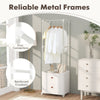 Freestanding Heavy-duty Clothing Stand Dresser with Hanging Rod & Storage Shelve