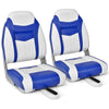 Set of 2 High Back Boat Seat Folding Fishing Boat Chair W/ Long Fixation Strap
