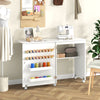 Barn-door Sewing Cabinet Folding Wewing Craft w/5 Lockable Wheels-Black