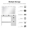 Large White Dressing Table Set with LED Lights Mirror and Makeup Cushioned Stool