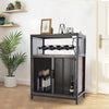Drinks Cabinet Wine Bar w/ Glass & Bottle Storage | Black Rattan W/ RGB LED