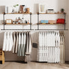 Industrial Pipe Clothes Rail Wall Mounted Garment Rack with 2Tier Shelves