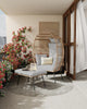 Patio Egg Chair with Ottoman Metal Frame Stand Outdoor Indoor with Cushions