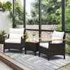 3 pcs Outdoor Rattan Sofa Set Patio Furniture Set with Coffee Table Conversation