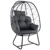 PE Wicker Egg Chair Indoor Outdoor Lounge Chair Patio Basket Chair w/Cushions