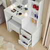 White Dressing Table with Sliding Mirror Make-up Vanity with Drawers LED Lights
