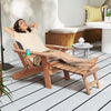 Folding Adirondack Chair Fire Pit Chair with Adjustable Backrest Brown