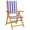 Reclining Garden Chairs 4 pcs Blue and White Fabric and Solid Wood H6O4