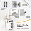 Bar Table Marble Counter Height Storage Cabinet Shelf Hooks Kitchen Breakfast