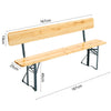Outdoor Wooden Folding Beer Table Bench Set Trestle Garden Steel Leg w/ Backrest