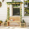 Wooden Outdoor Bench w/Pergola Garden Bench Arbor Arch Side Trellis