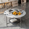 FATIVO High Gloss Marble Coffee Table 2 Tier Center Table w Strong Aluminum Legs