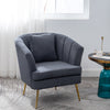 Velvet Armchair Oyster Wing Back Tub Chair Accent Leisure Sofa Seat Metal Legs