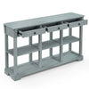 3-Tier Console Table Wooden Sofa Side Table W/ Storage Shelves & 3 Drawers