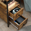 Industrial Bedside Side Table Bedroom Rustic Drawer Shelf Storage Tabletop Unit
