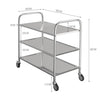 3-tier Rolling Kitchen Cart Trolley Stainless Steel Utility Catering Storage 90H
