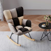 Upholstered Patchwork Fabric Rocking Chair Relaxing Rocker Armchair Lounge Seat