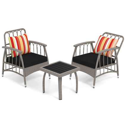 3 Piece Outdoor Rattan Wicker Garden Furniture Set with Cushions
