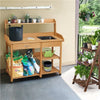 Wood Potting Bench Table Outdoor Removable Drawer Garden Planting Work Station