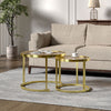 Nesting Teal Colour Glass Coffee Table Sofa Side Round Living Room Furniture Set