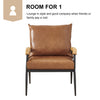 PU Single Sofa Wood Arm Metal Frame Comfort Save Space Office Home Hotel Lounge
