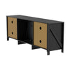 Modern Black TV Stand Media Unit Cabinet W/ Electric Fireplace 12Color LED Light